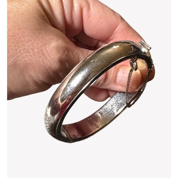 Vintage 1950's Silvertone Cuff Bracelet Clear Crystals Baguette Cut - Picture 4 of 6